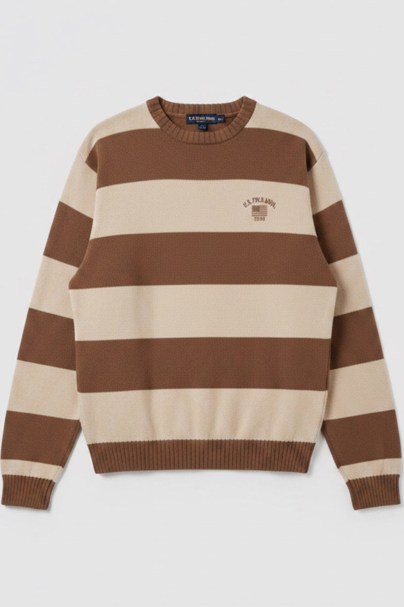 U.S. Polo Assn. Herren Strickpullover Braun Beige Größe XXL