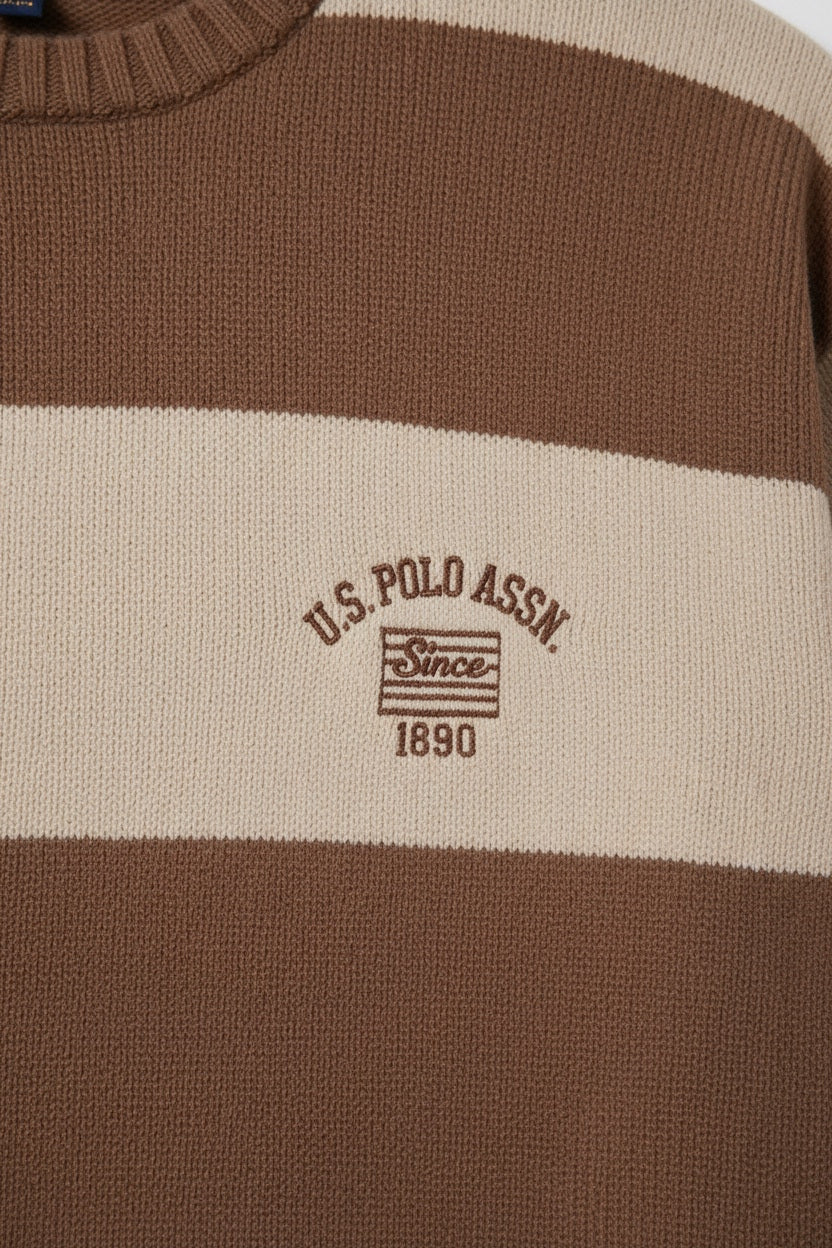 U.S. Polo Assn. Herren Strickpullover Braun Beige Größe XXL