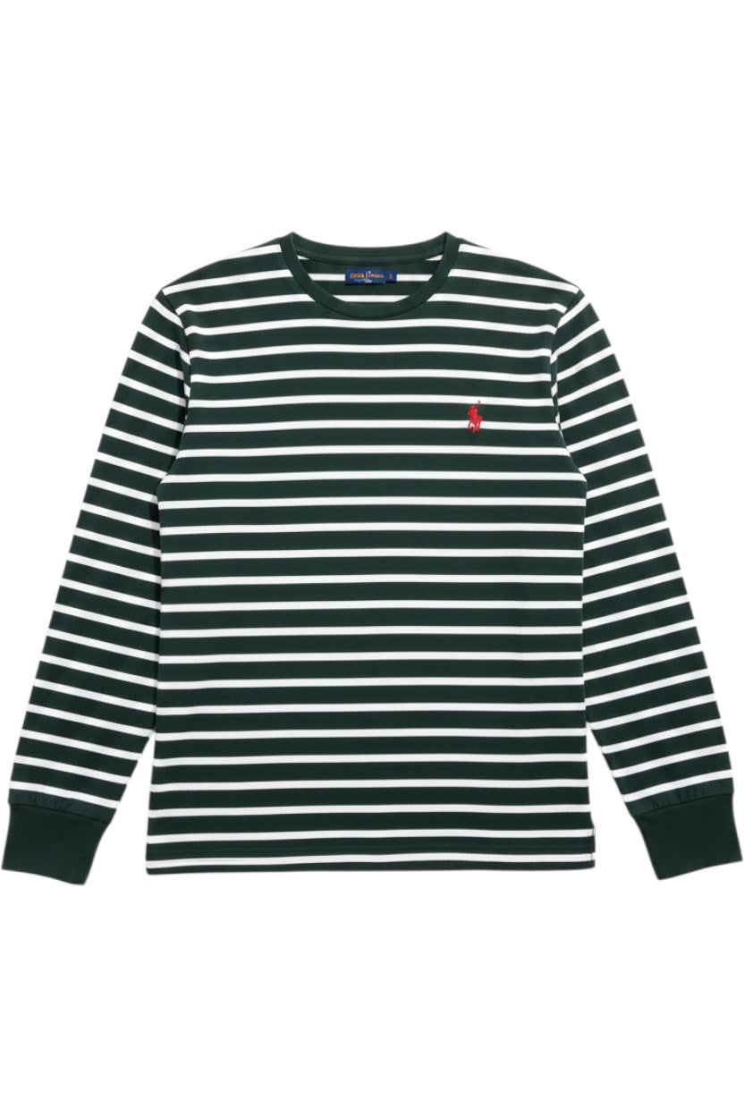 Polo Ralph Lauren Herren Langarmshirt Gestreift Grün Weiß Größe L