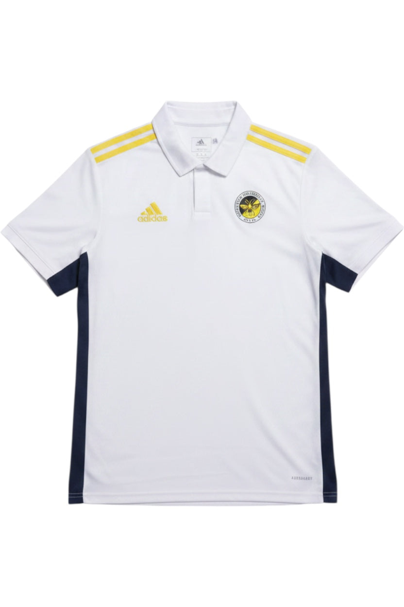 Adidas Herren Poloshirt Weiß-Blau-Gelb Größe M
