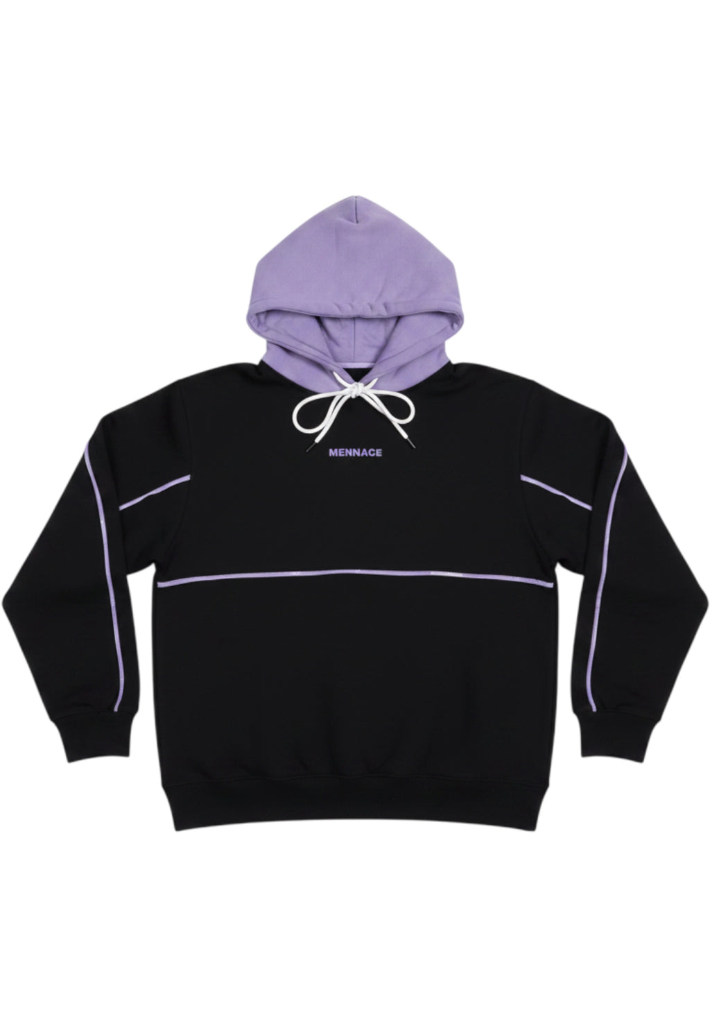 Mennace Herren Kapuzenpullover Schwarz Lila Größe S