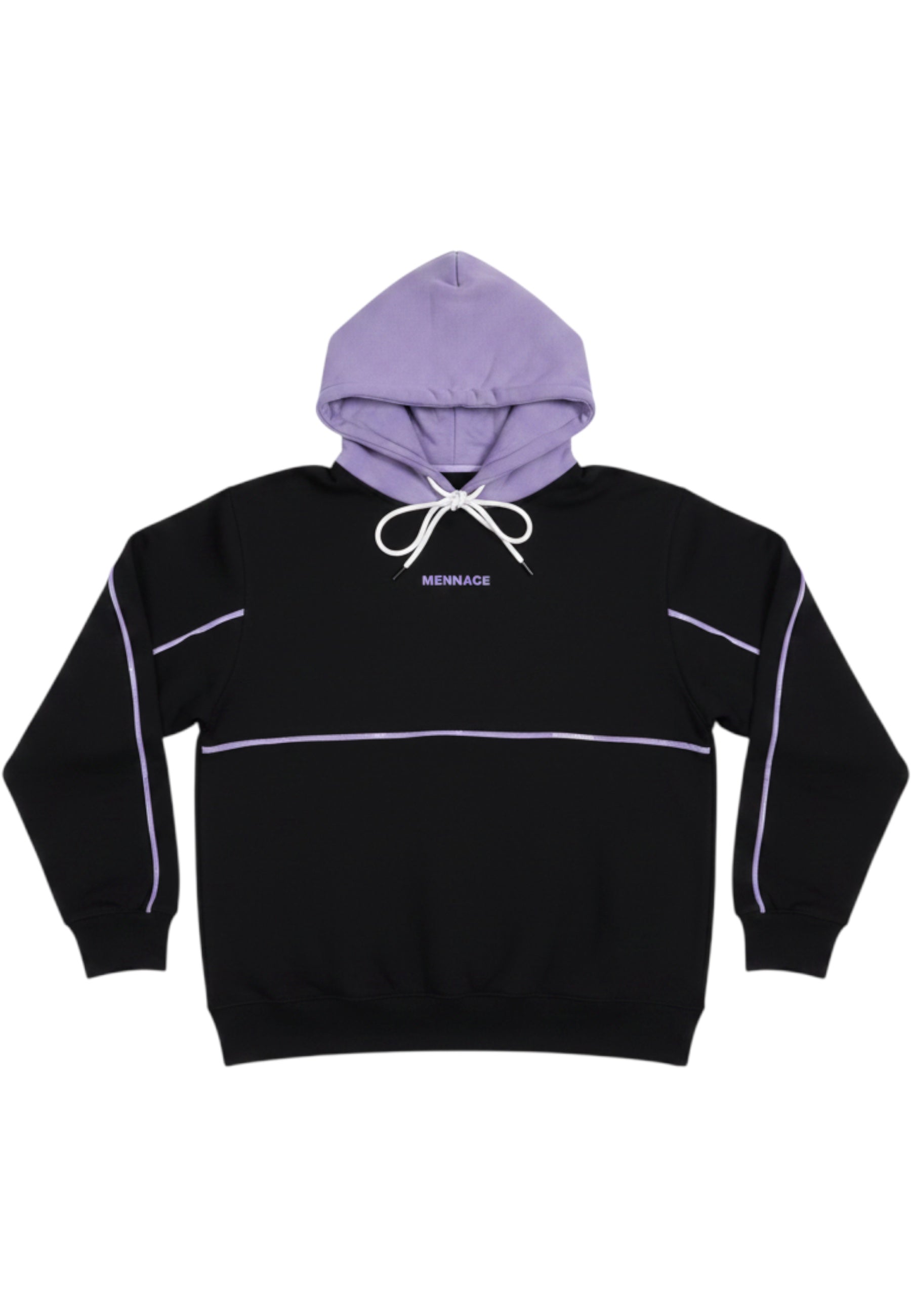 Mennace Herren Kapuzenpullover Schwarz Lila Größe S