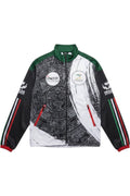 Herren Trainingsjacke Schwarz Weiß Grün Print Größe M/L