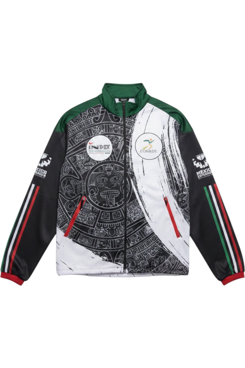 Herren Trainingsjacke Schwarz Weiß Grün Print Größe M/L