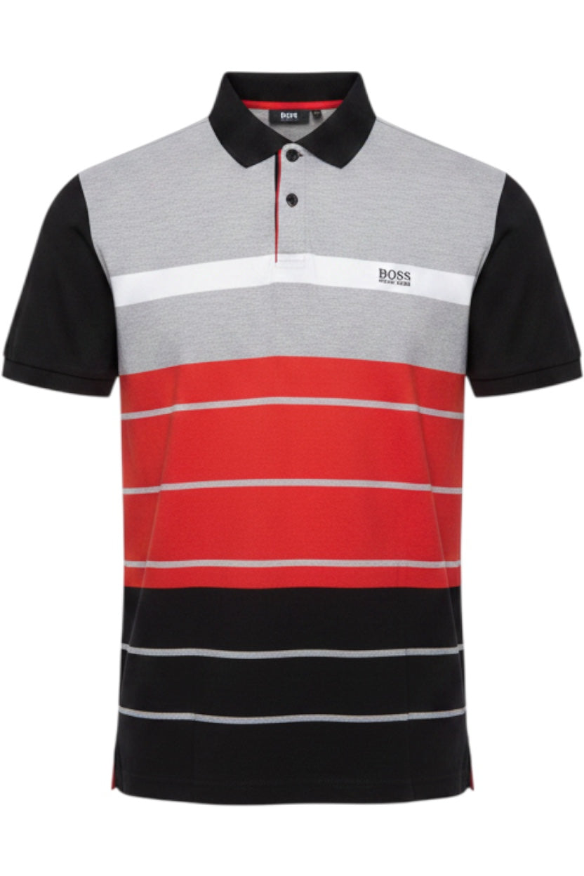 Hugo Boss Herren Poloshirt Schwarz-Grau-Rot Größe XL