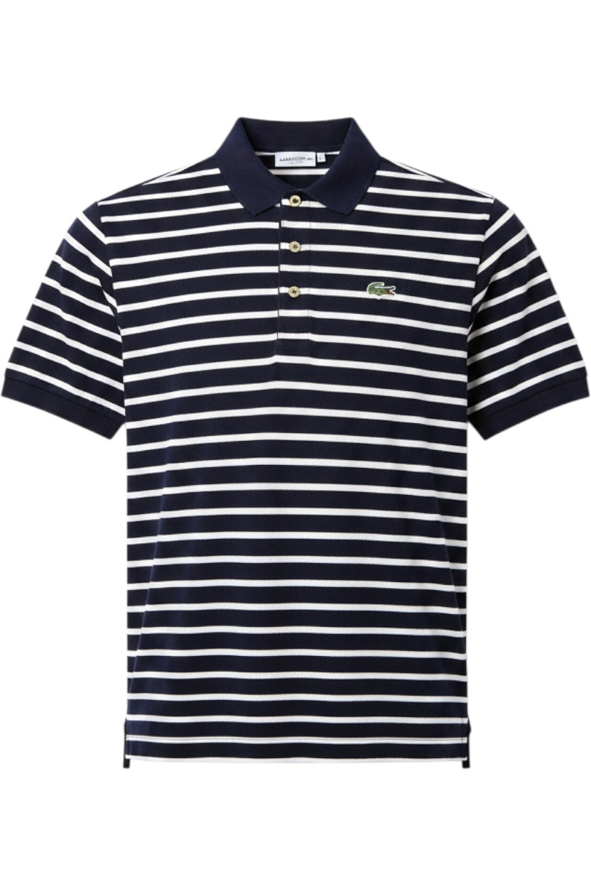 Lacoste Herren Poloshirt Gestreift Blau Weiß Größe XL