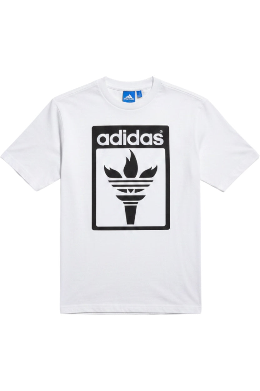 Adidas Herren T-Shirt Weiß-Schwarz Print Größe S